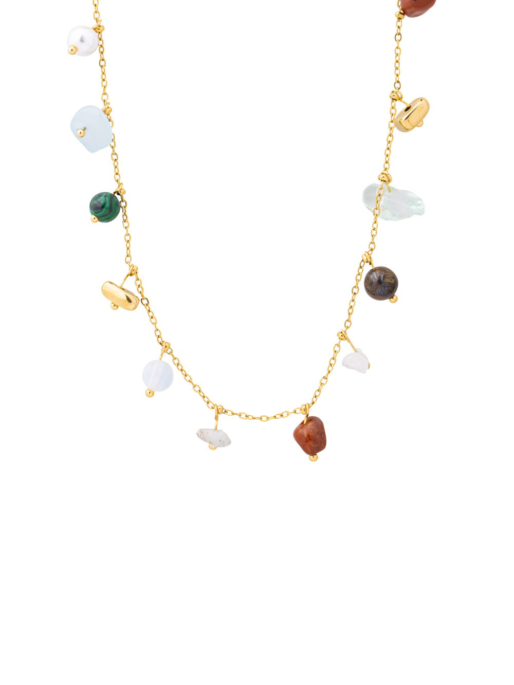 Collar Con Dijes Piedras Naturales