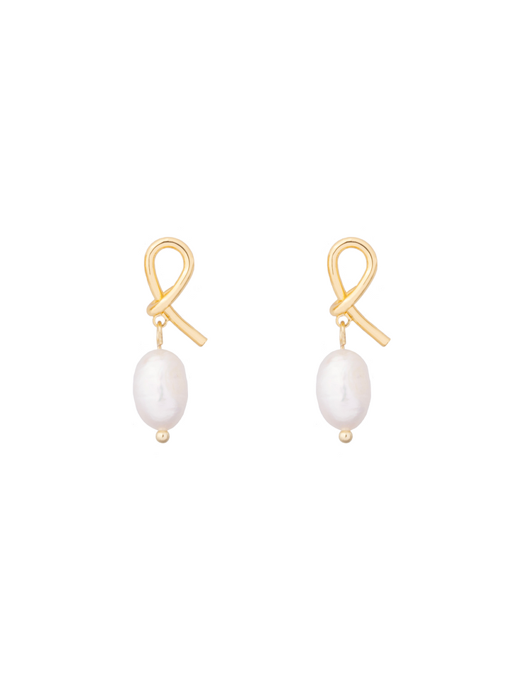 Par Arete Nudo Abierto Con Perla