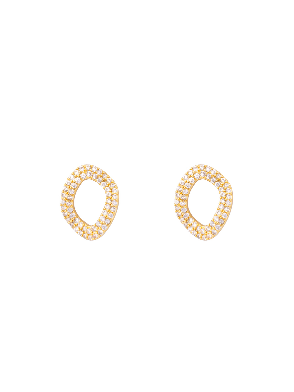 Par Arete Ovalado Ondulado Con Zirconias