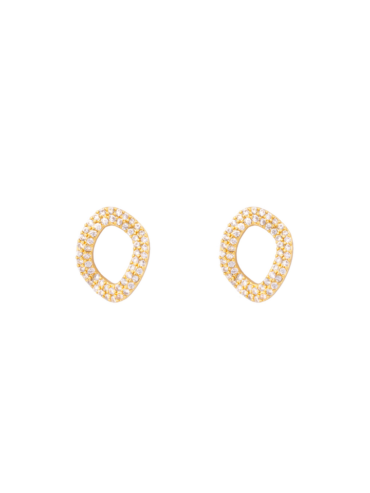 Par Arete Ovalado Ondulado Con Zirconias