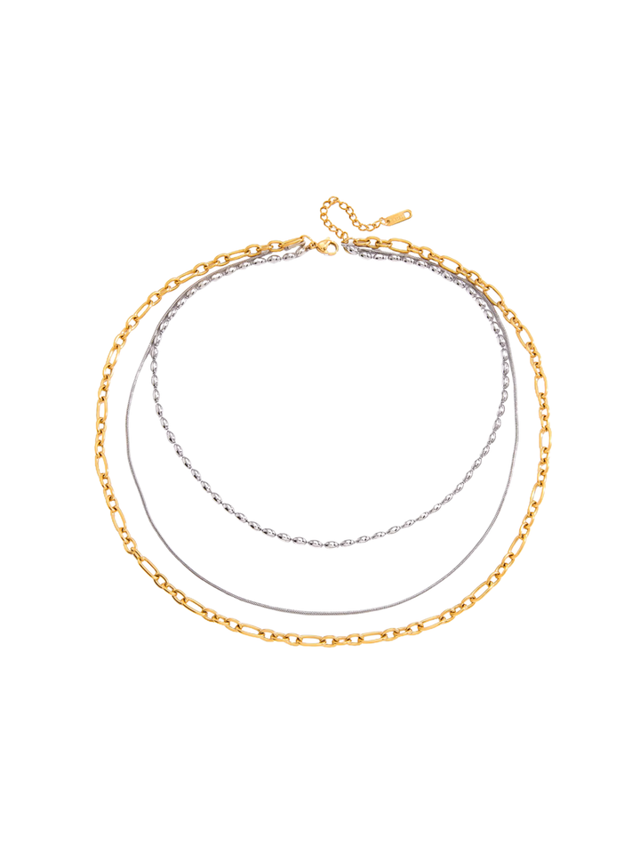 Collar Triple Eslabones Ovalados Combinado