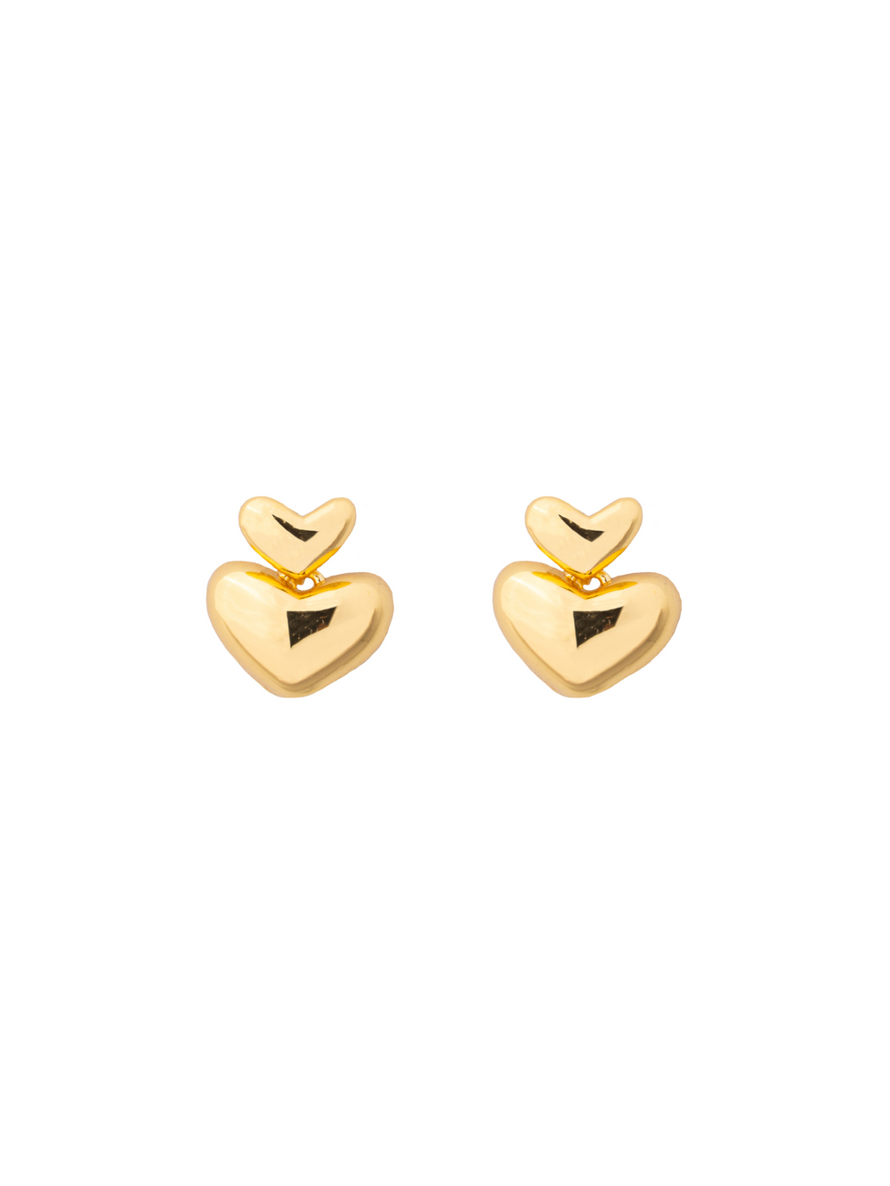Par Arete Doble Corazon Liso