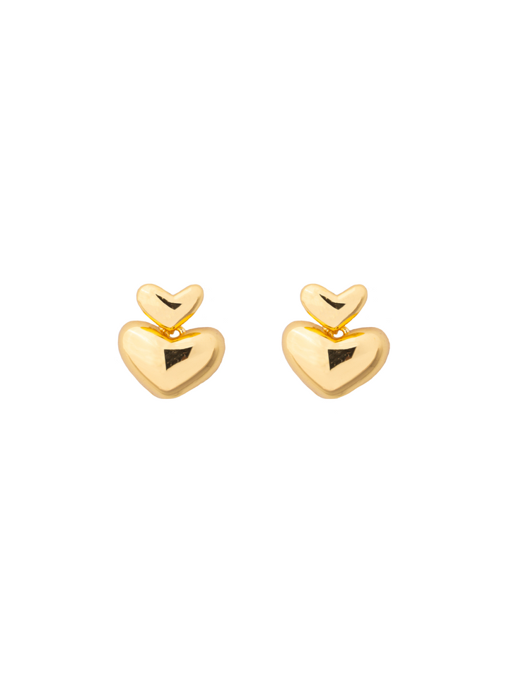 Par Arete Doble Corazon Liso