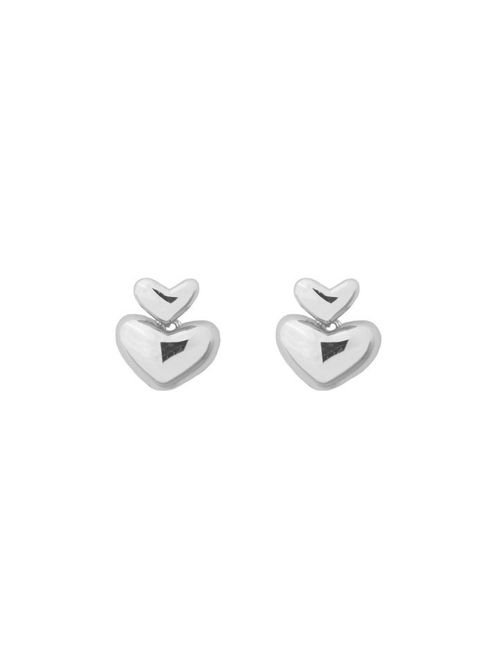 Par Arete Doble Corazon Liso