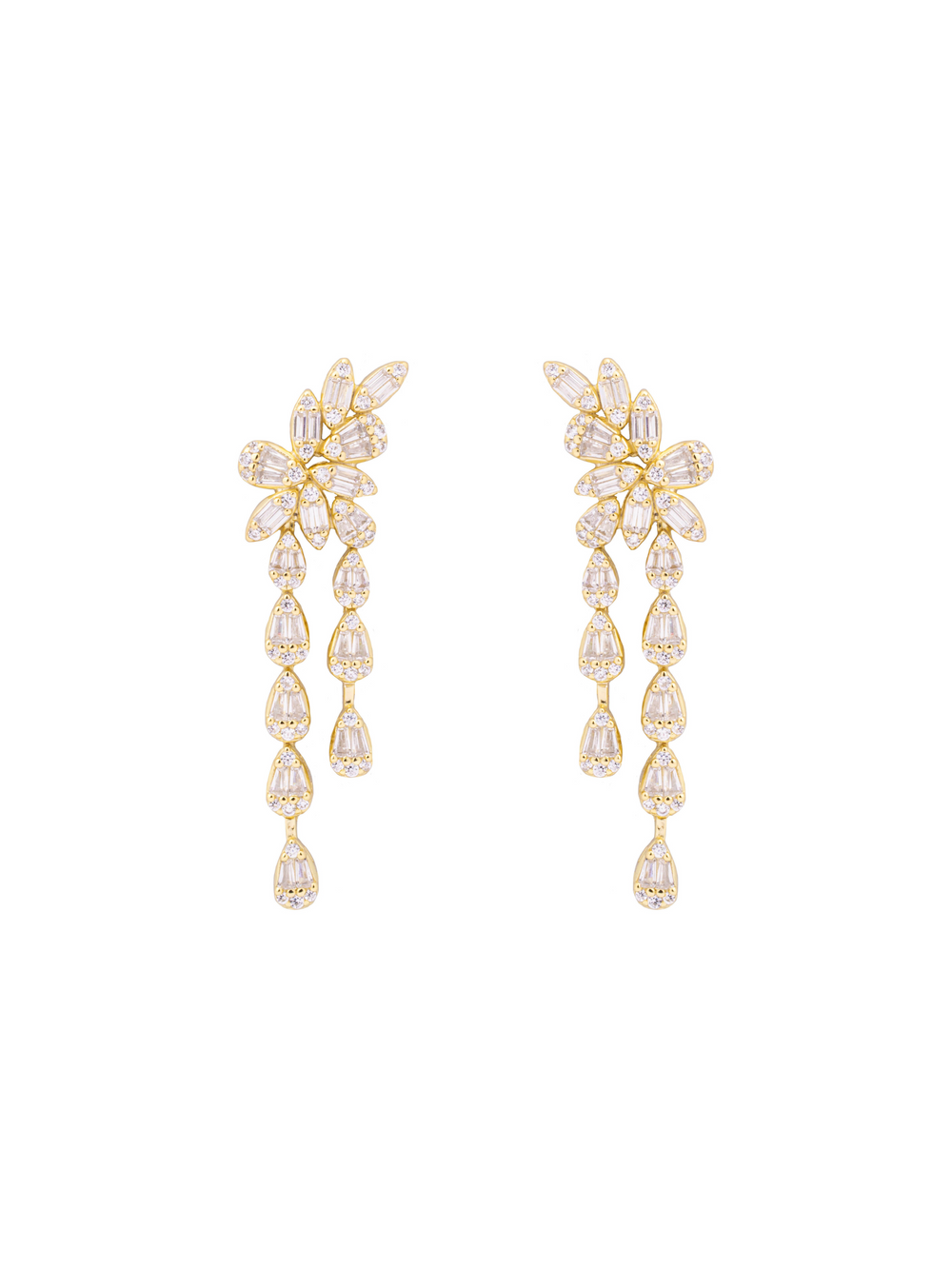 Par Arete Flor Baguettes Con Tira Gotas