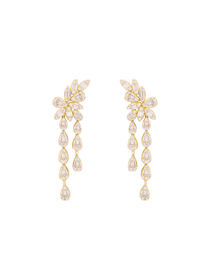 Par Arete Flor Baguettes Con Tira Gotas