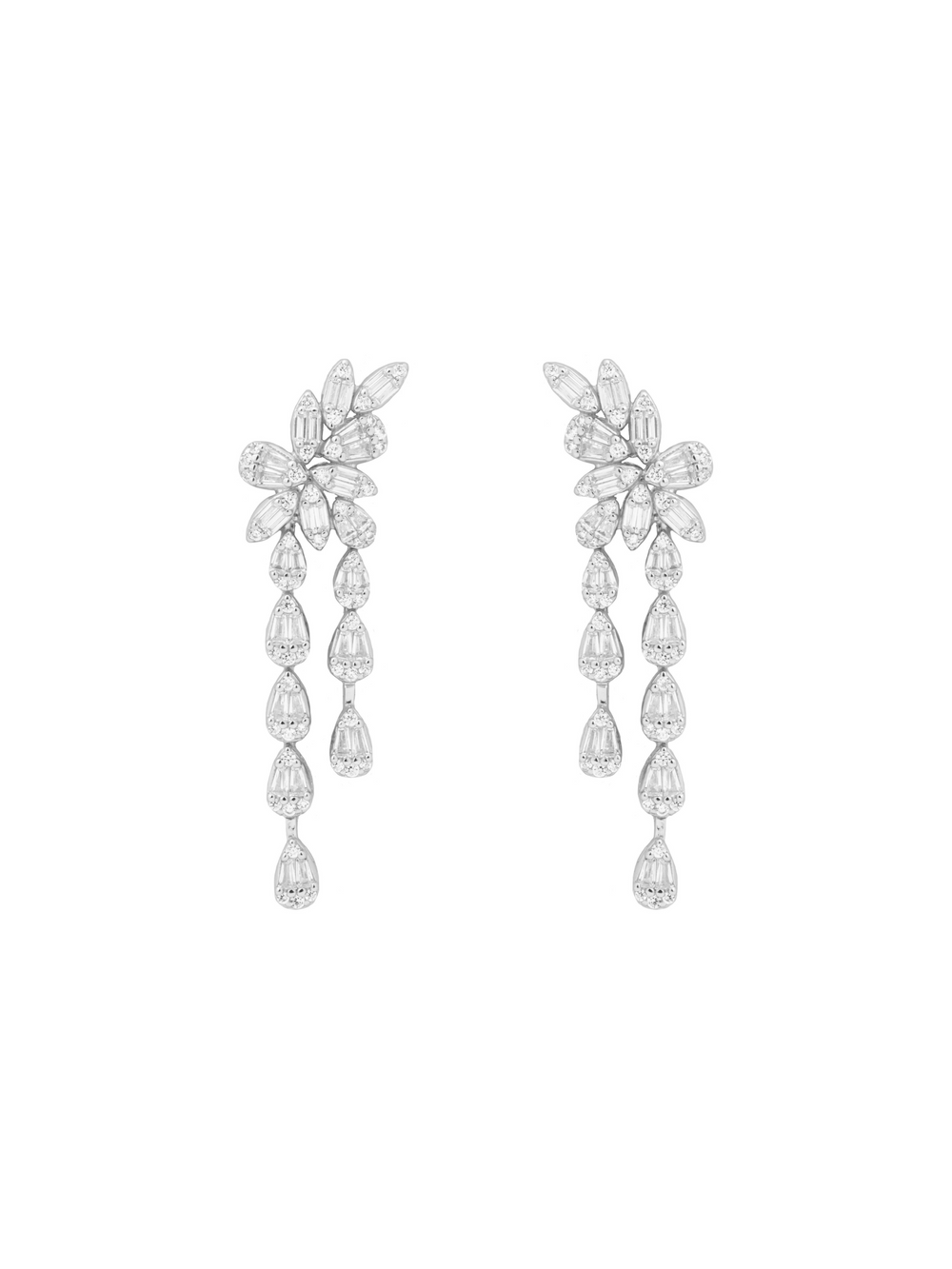 Par Arete Flor Baguettes Con Tira Gotas