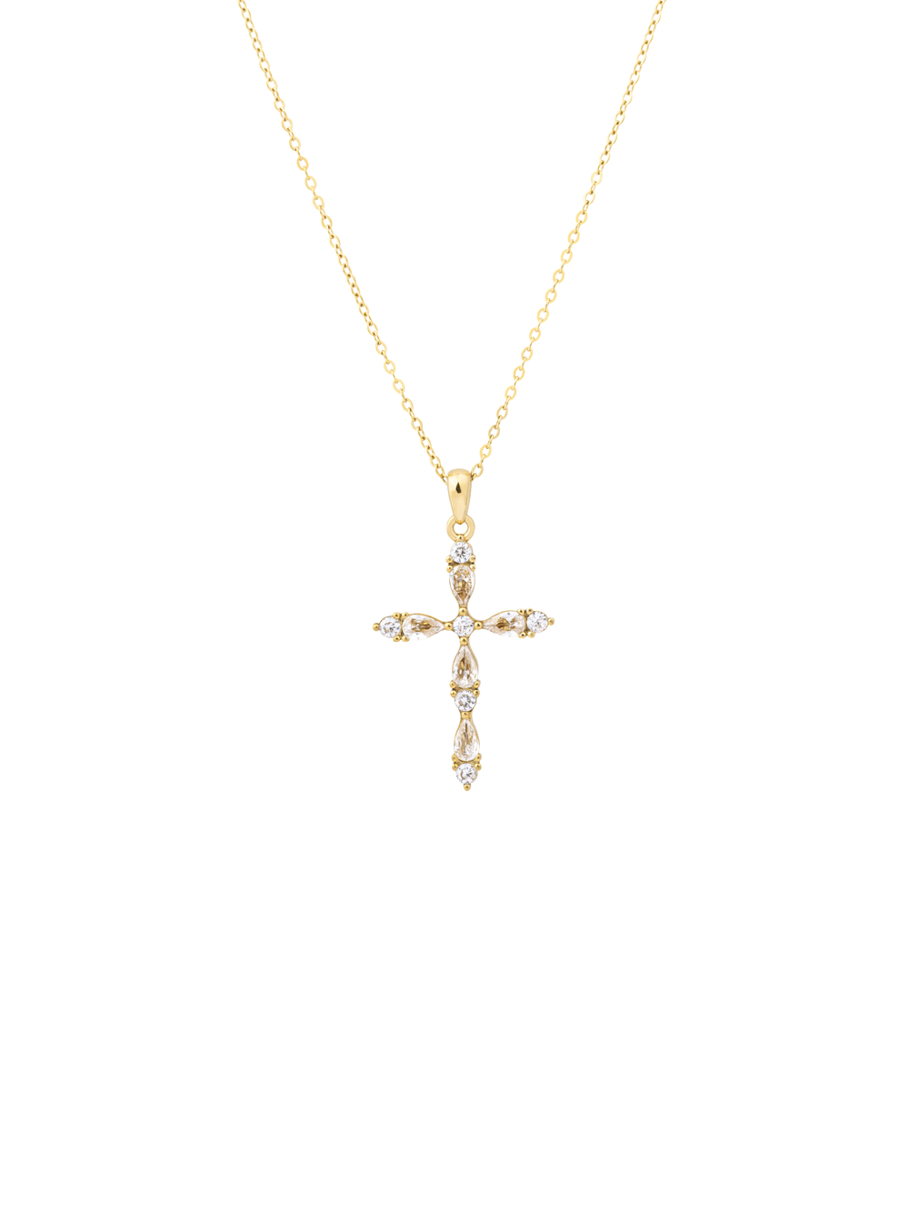 Collar Dije Cruz Zirconias Petalo