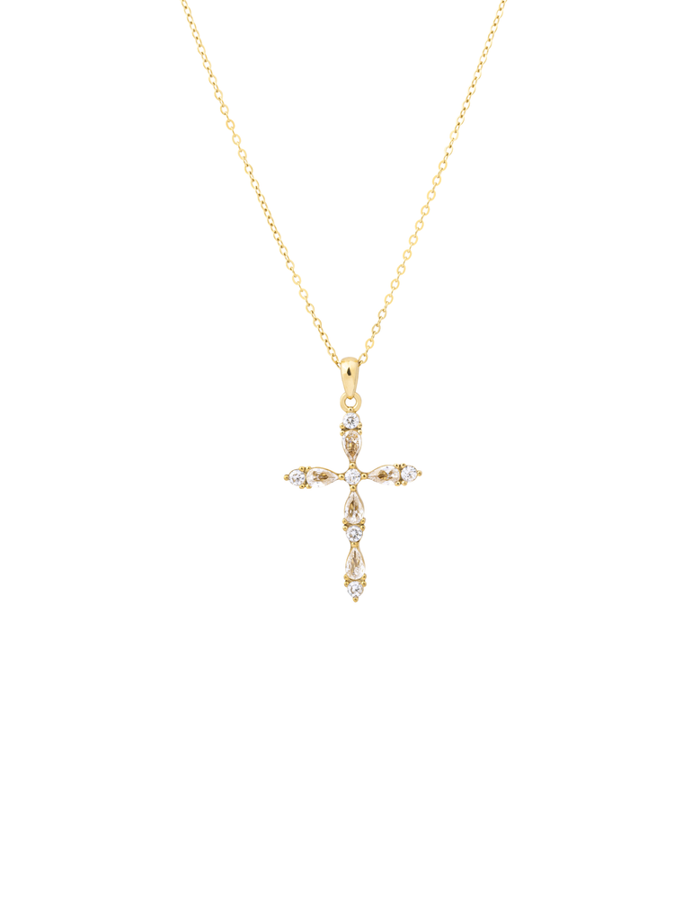 Collar Dije Cruz Zirconias Petalo