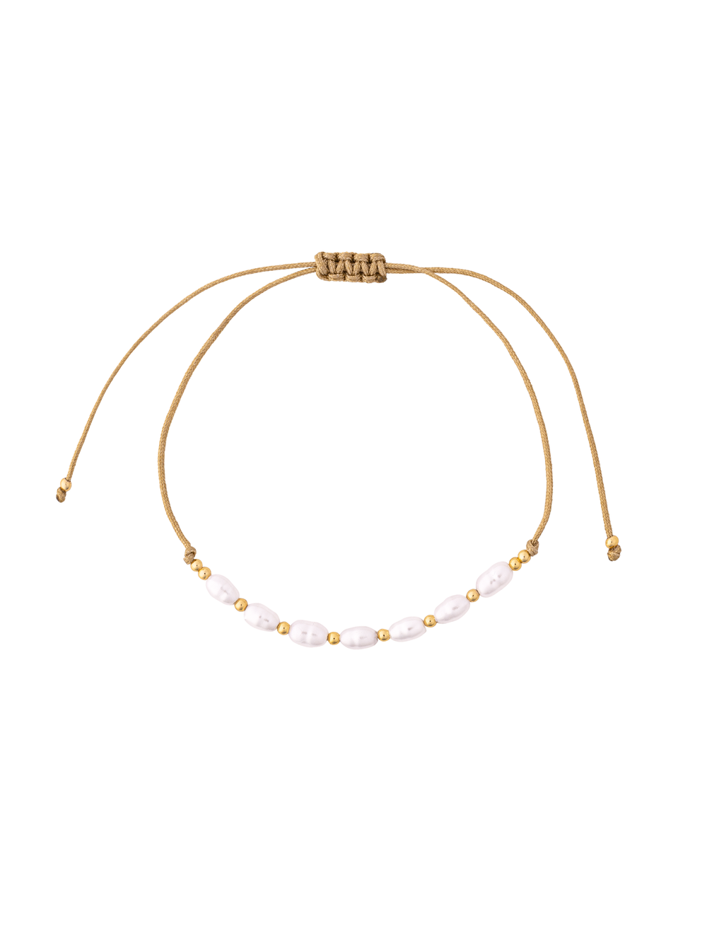 Pulsera Hilo Cafe Con Perlas Y Bolitas