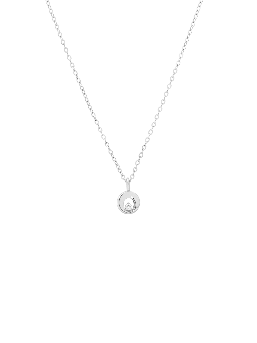 Collar Dije Circulo Con Zirconia Central