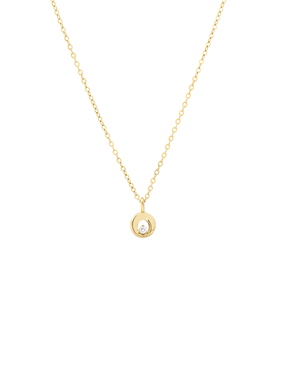 Collar Dije Circulo Con Zirconia Central