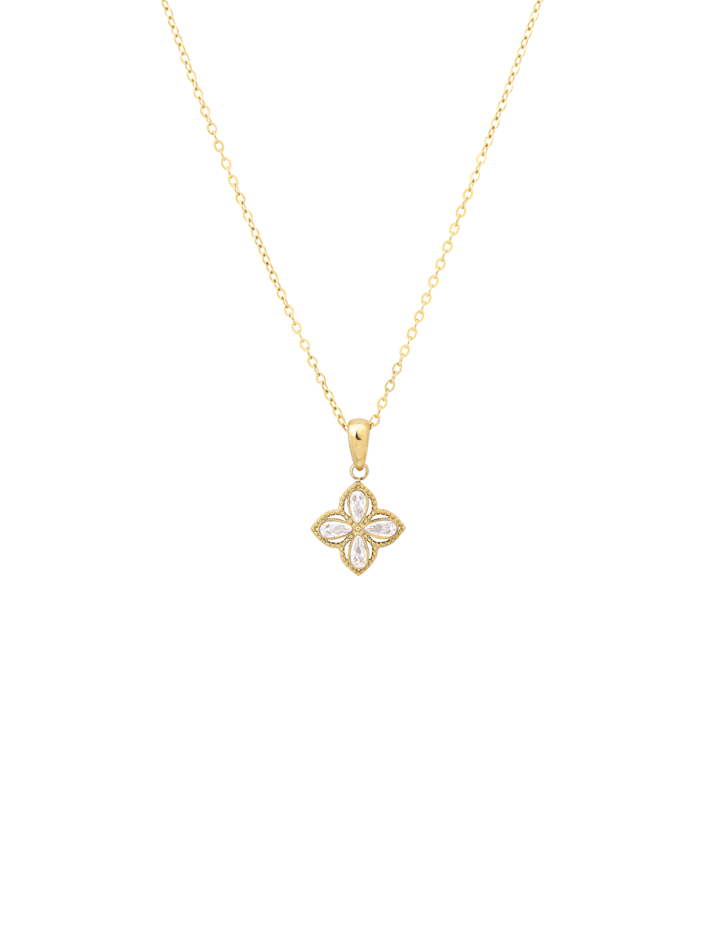 Collar Dije Trebol Zirconias Gota