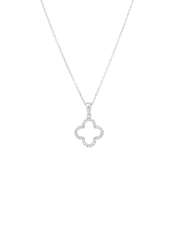 Collar Dije Contorno Trebol Zirconias