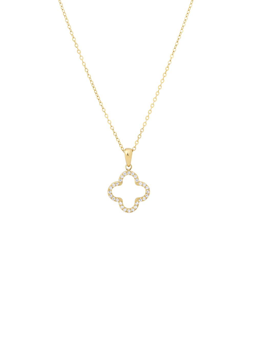 Collar Dije Contorno Trebol Zirconias