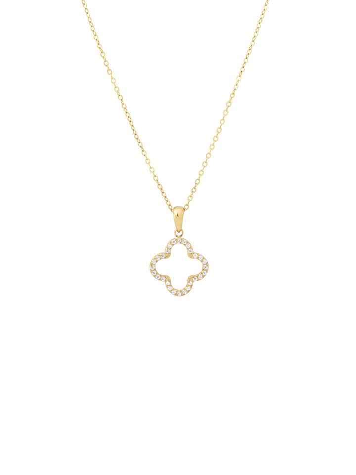 Collar Dije Contorno Trebol Zirconias