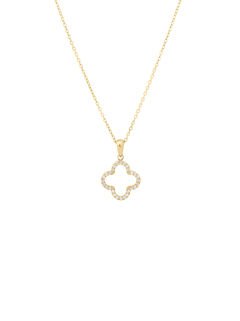 Collar Dije Contorno Trebol Zirconias