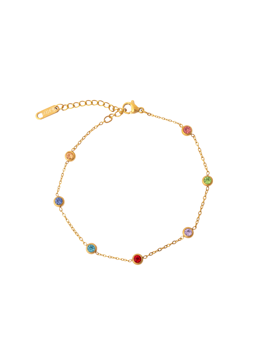 Tobillera Con Zirconias Rainbow Bisel