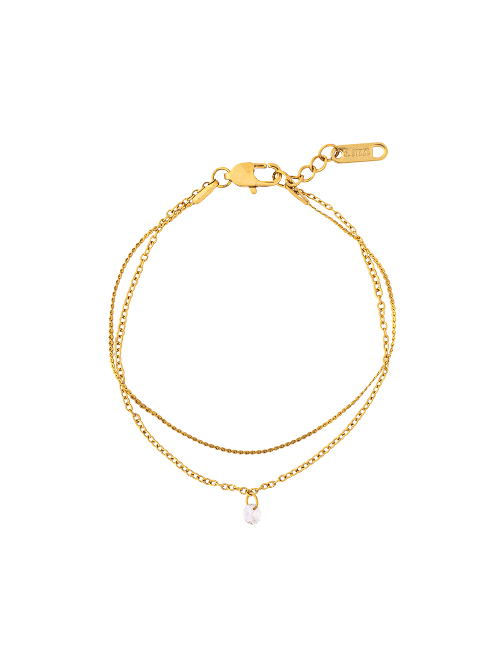 Pulsera Doble Cadena Con Zirconia