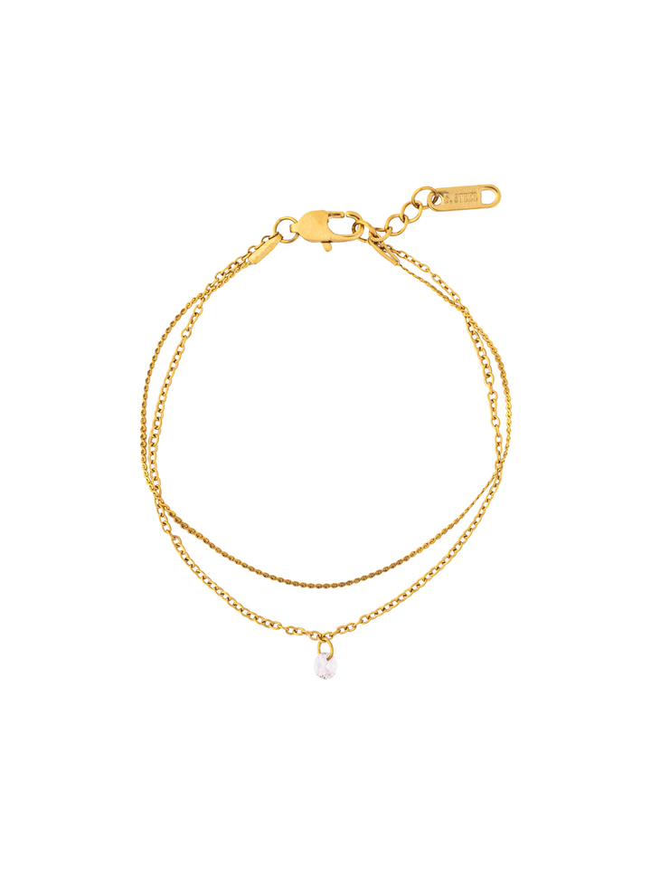Pulsera Doble Cadena Con Zirconia
