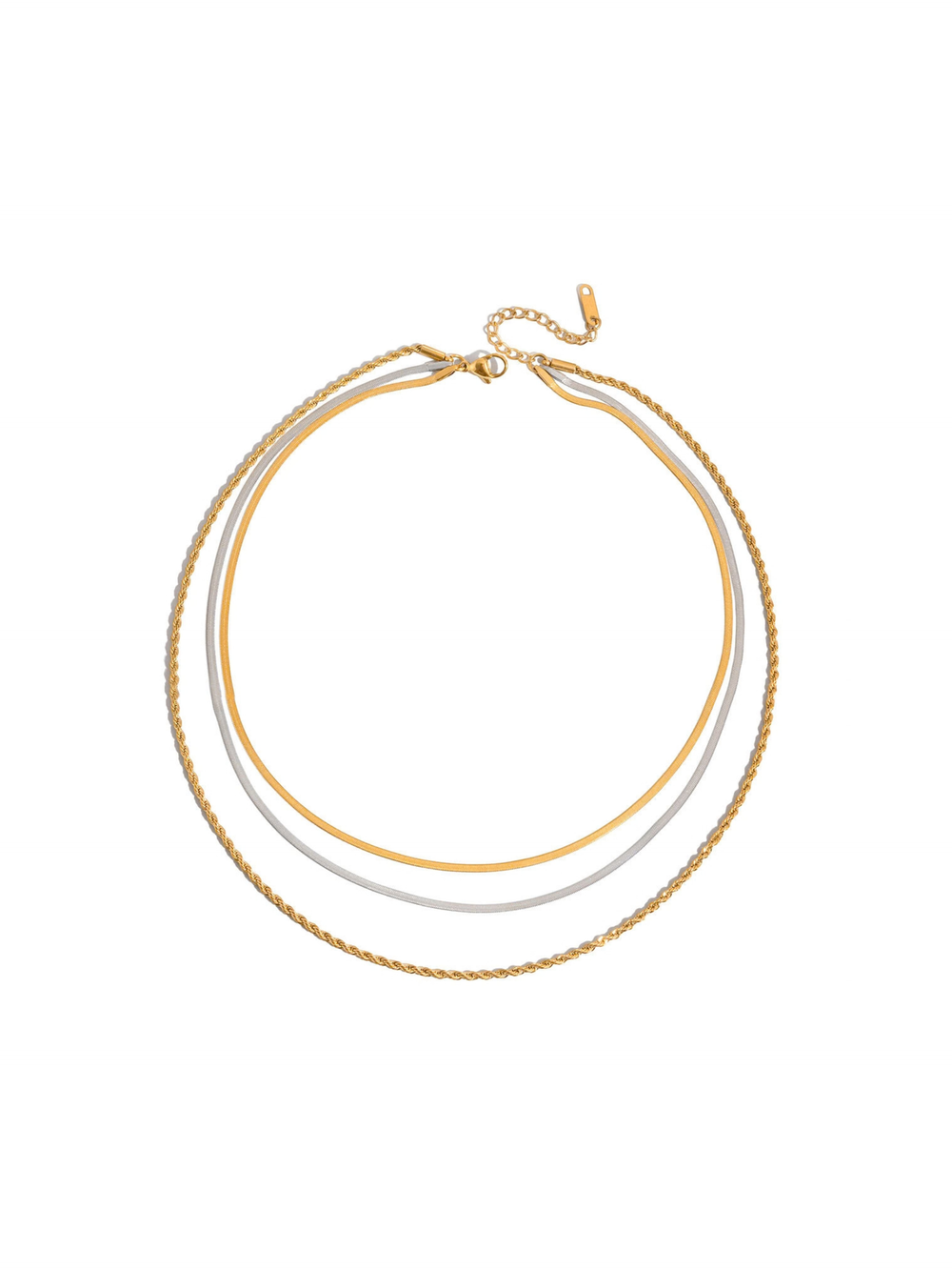 Collar Triple Planchado Y Trenzado Combinado