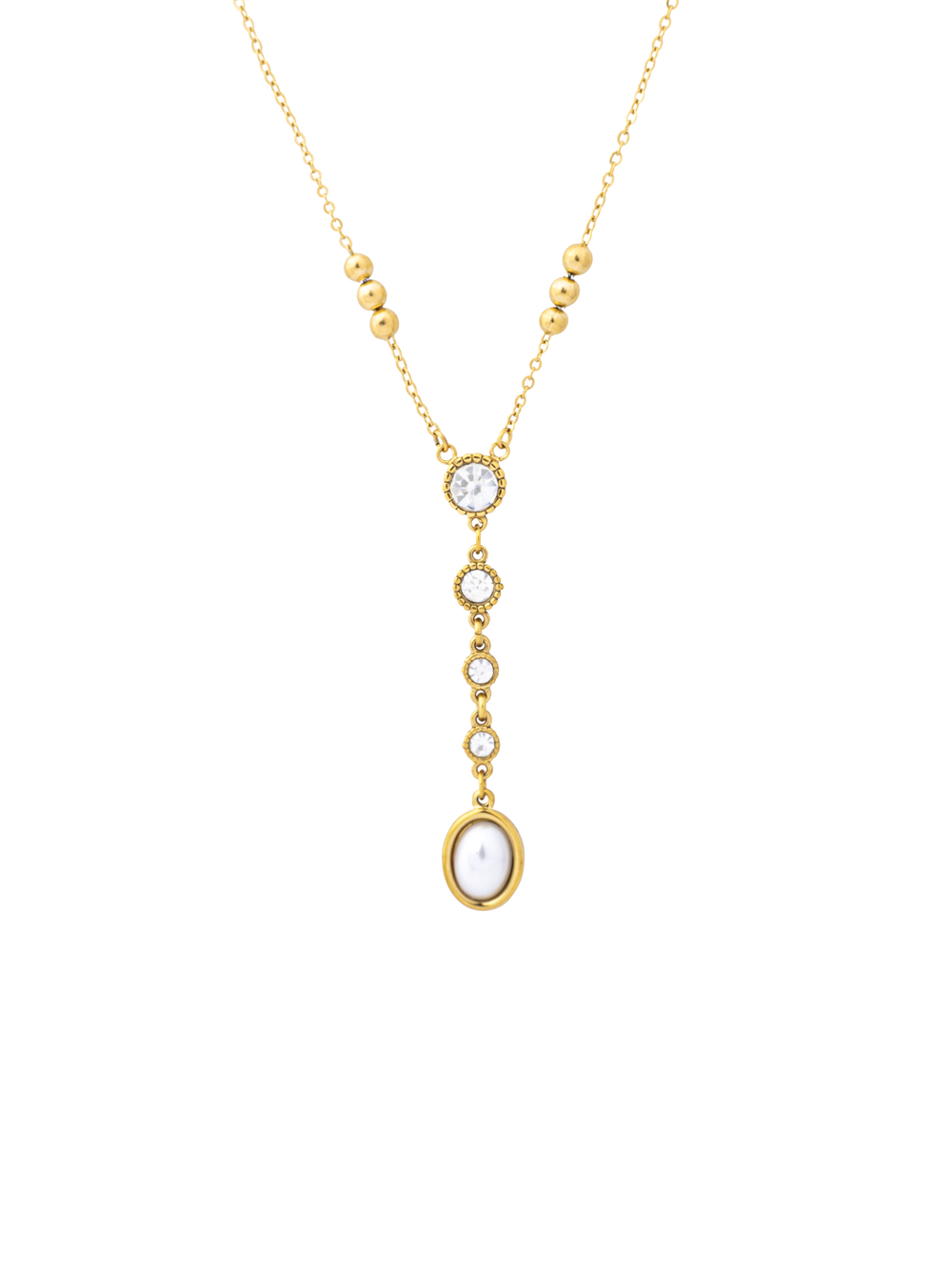 Collar Corbatin Zirconias Y Perla