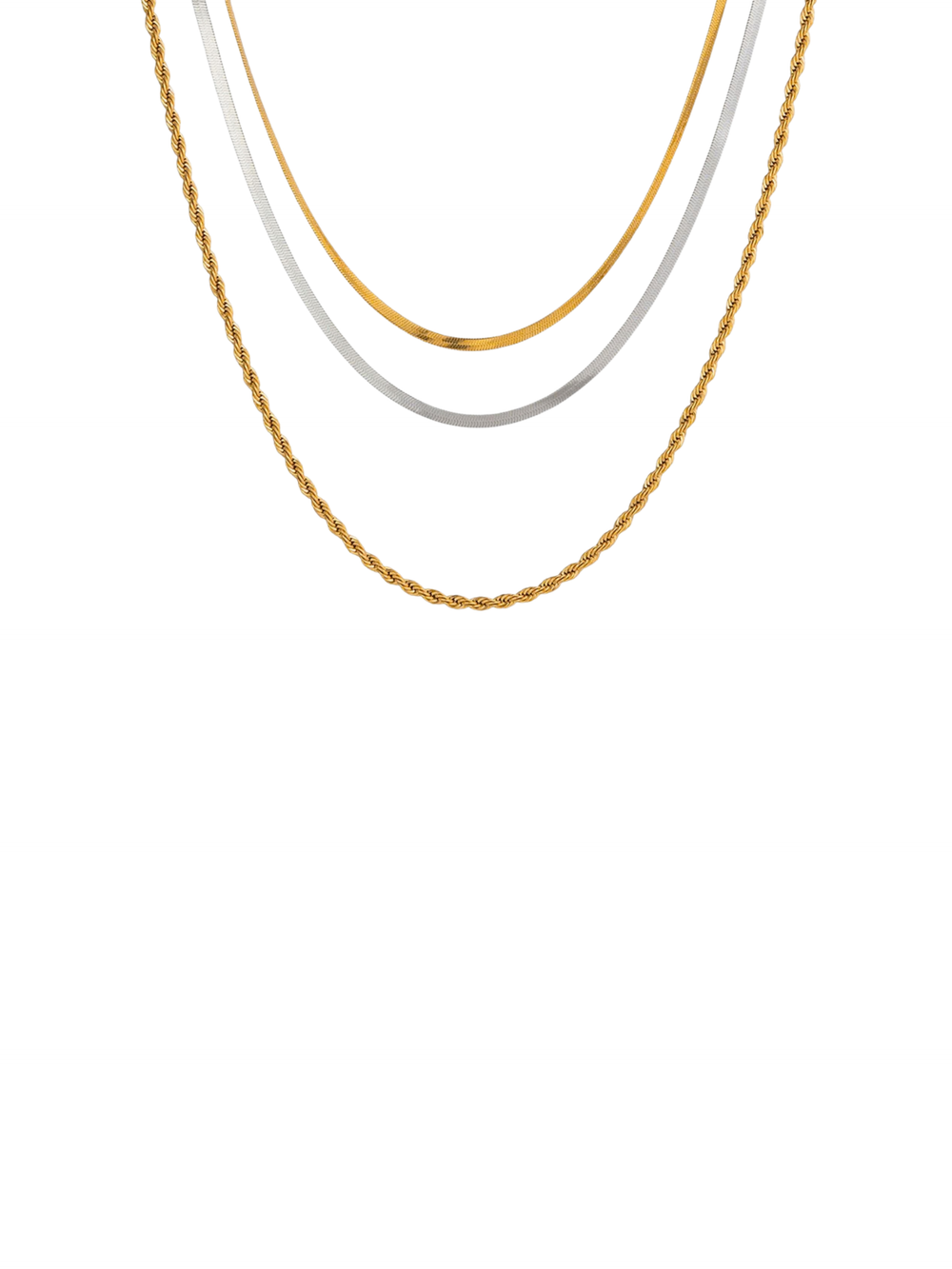 Collar Triple Planchado Y Trenzado Combinado