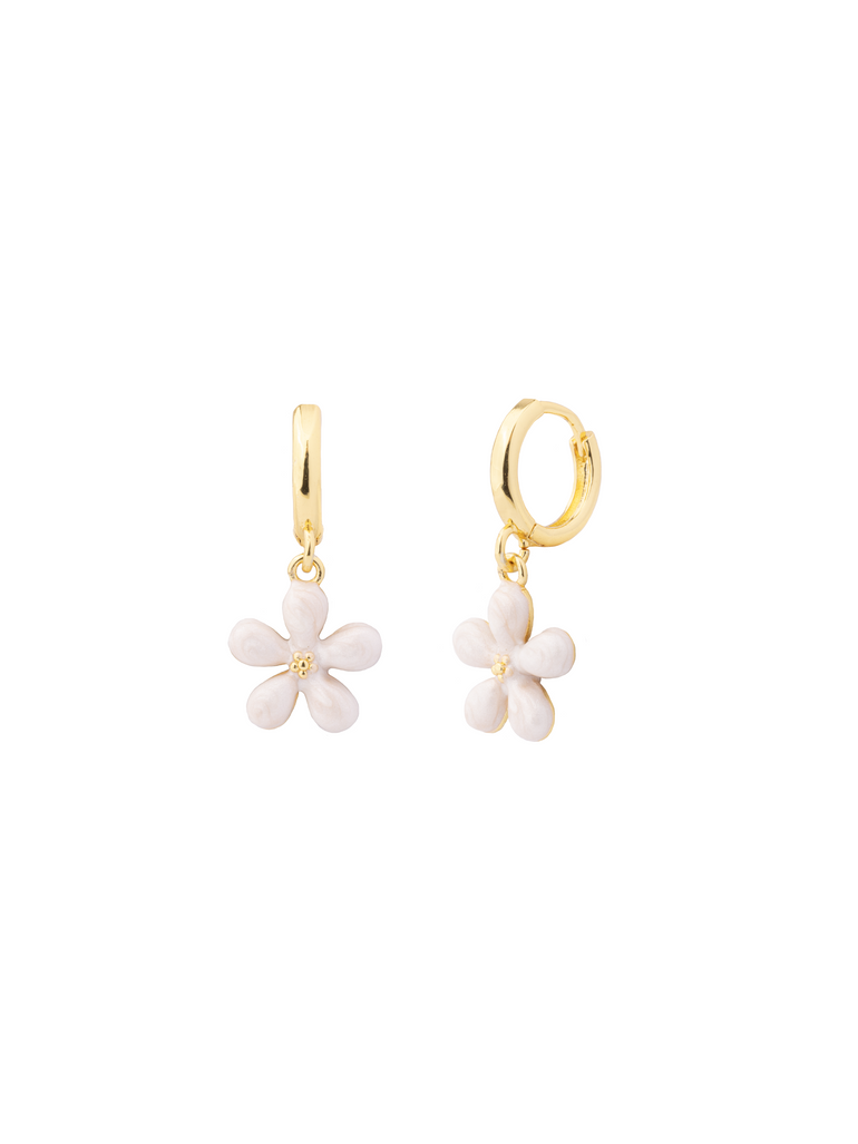 Par Arracada Con Flor Blanca