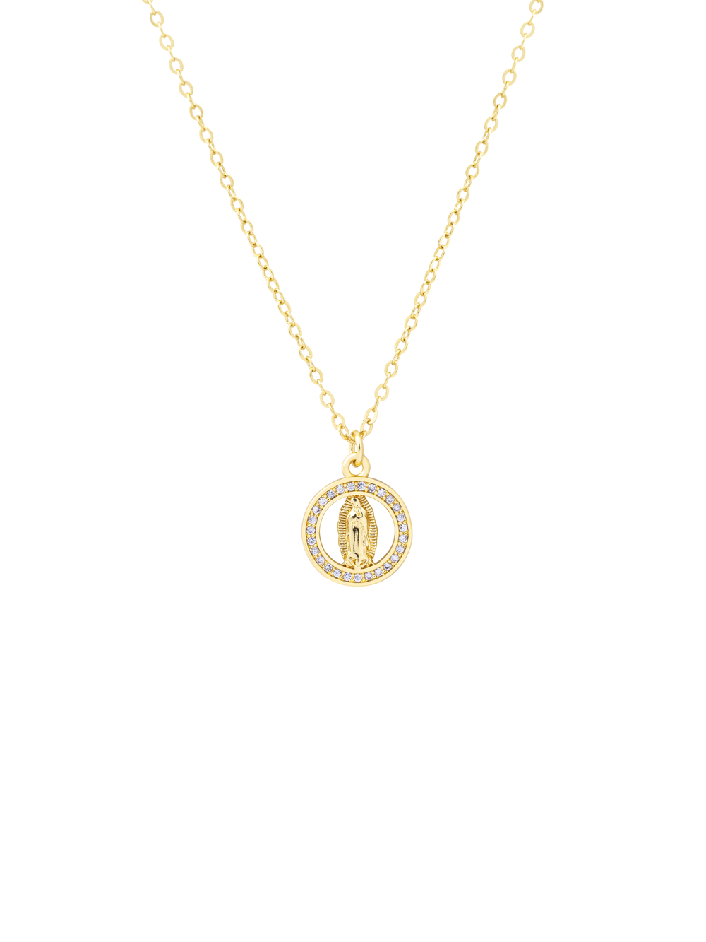Collar Dije Virgen Chica Contorno Zirconias