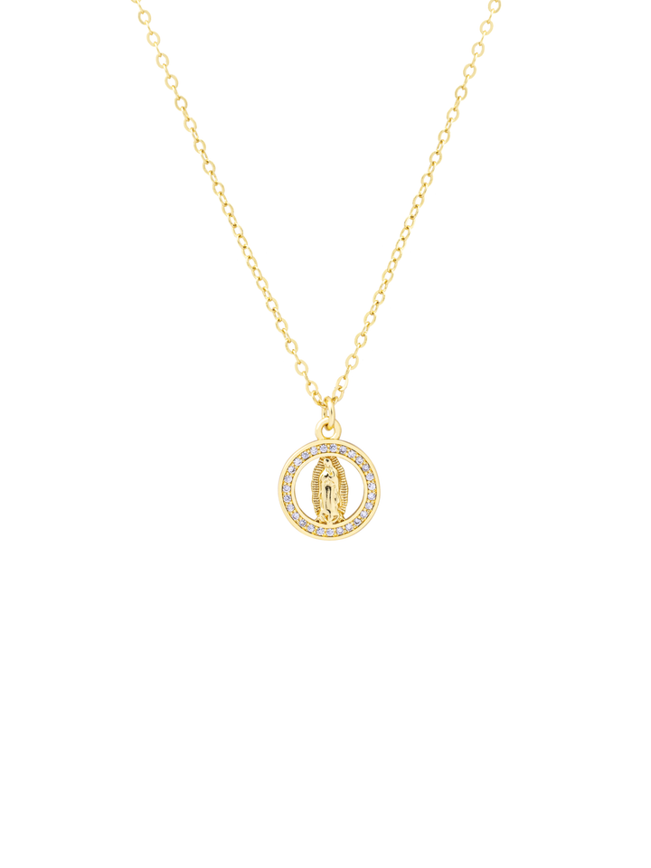 Collar Dije Virgen Chica Contorno Zirconias