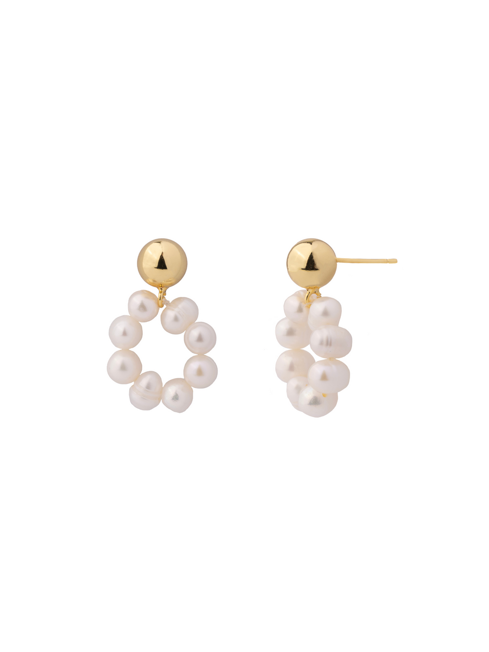 Par Arete Bolita Con Circulo Perlas