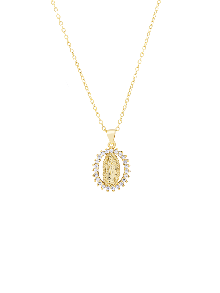Collar Virgen Con Contorno Zirconias