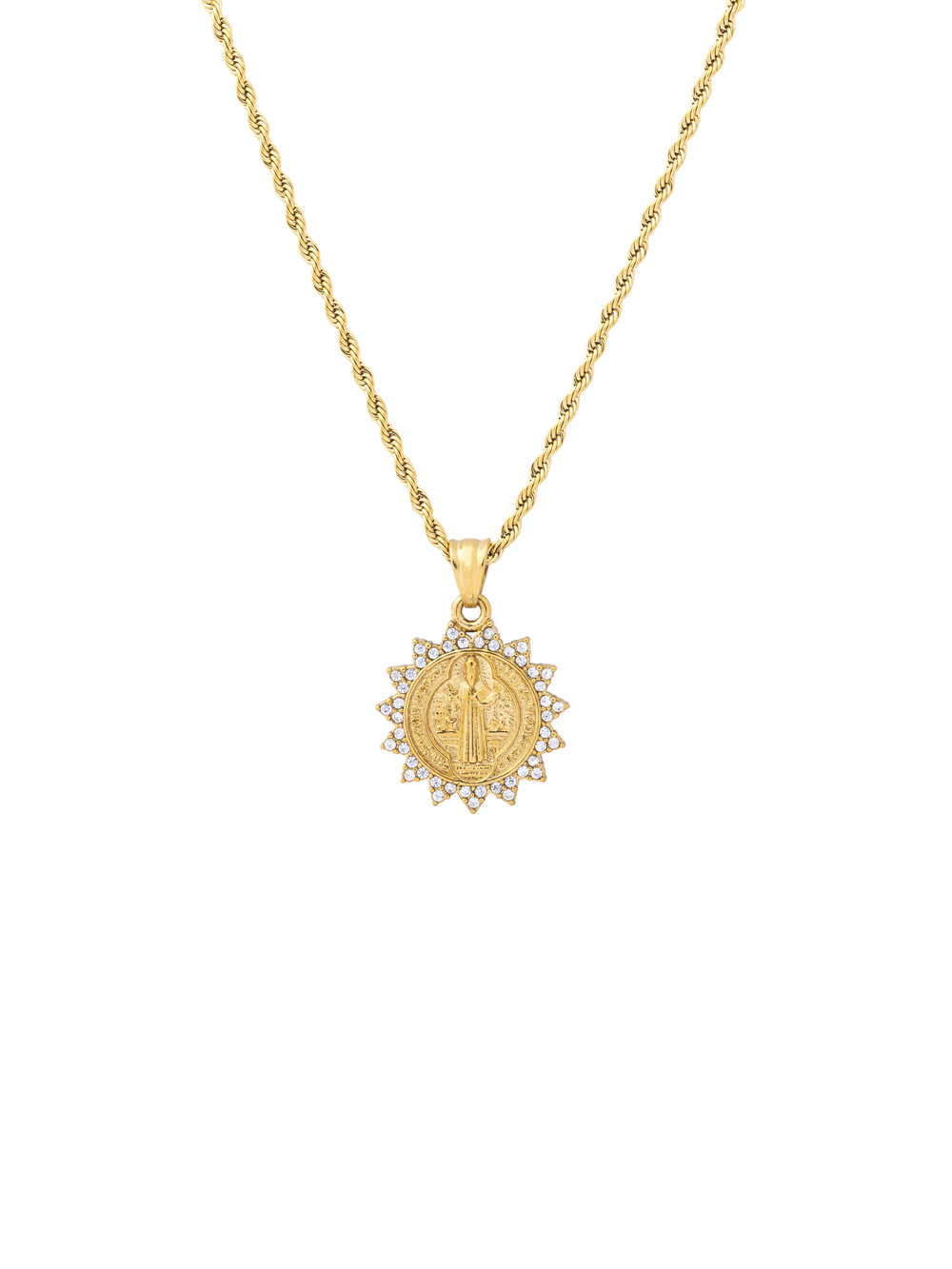 Collar Trenzado Dije San Benito Con Contorno