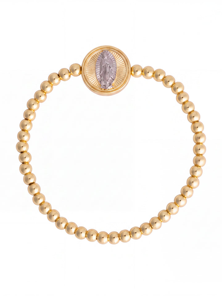 Pulsera Bolitas Con Virgen