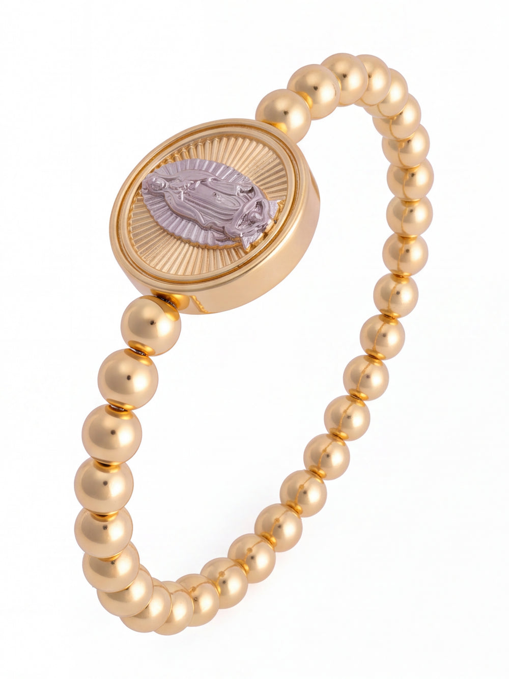 Pulsera Bolitas Con Virgen