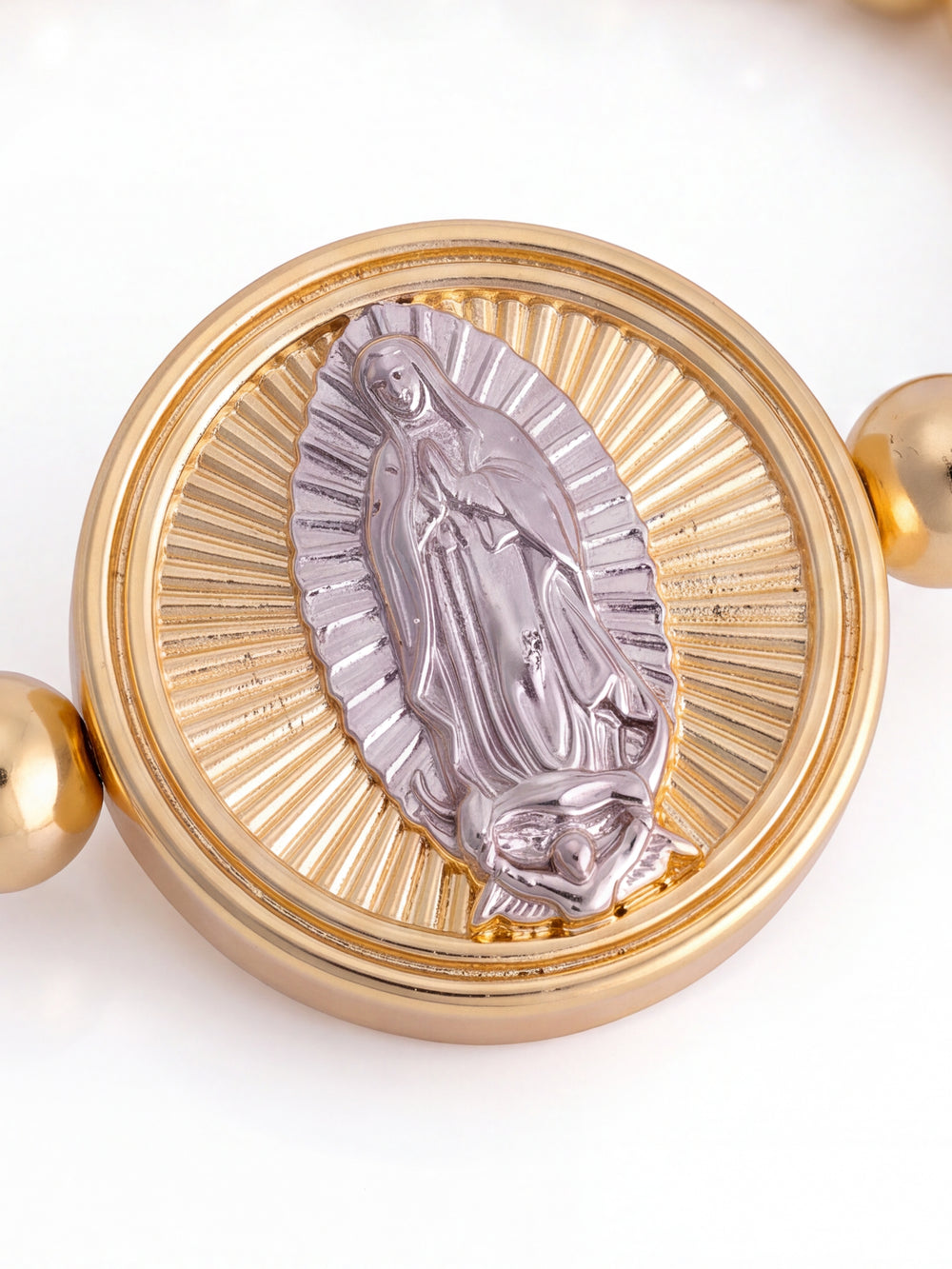 Pulsera Bolitas Con Virgen