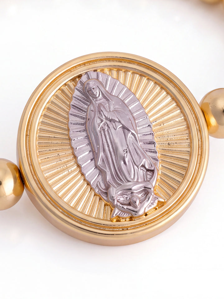 Pulsera Bolitas Con Virgen