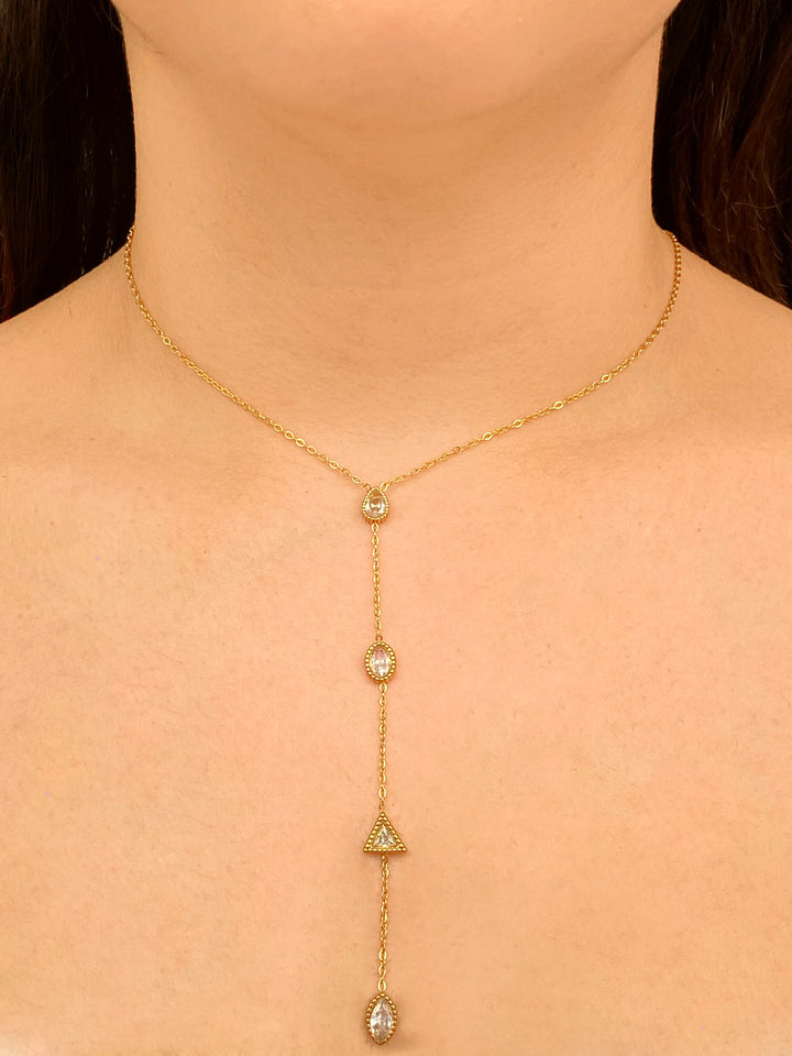 Collar Corbatin Con Zirconias Geometricas