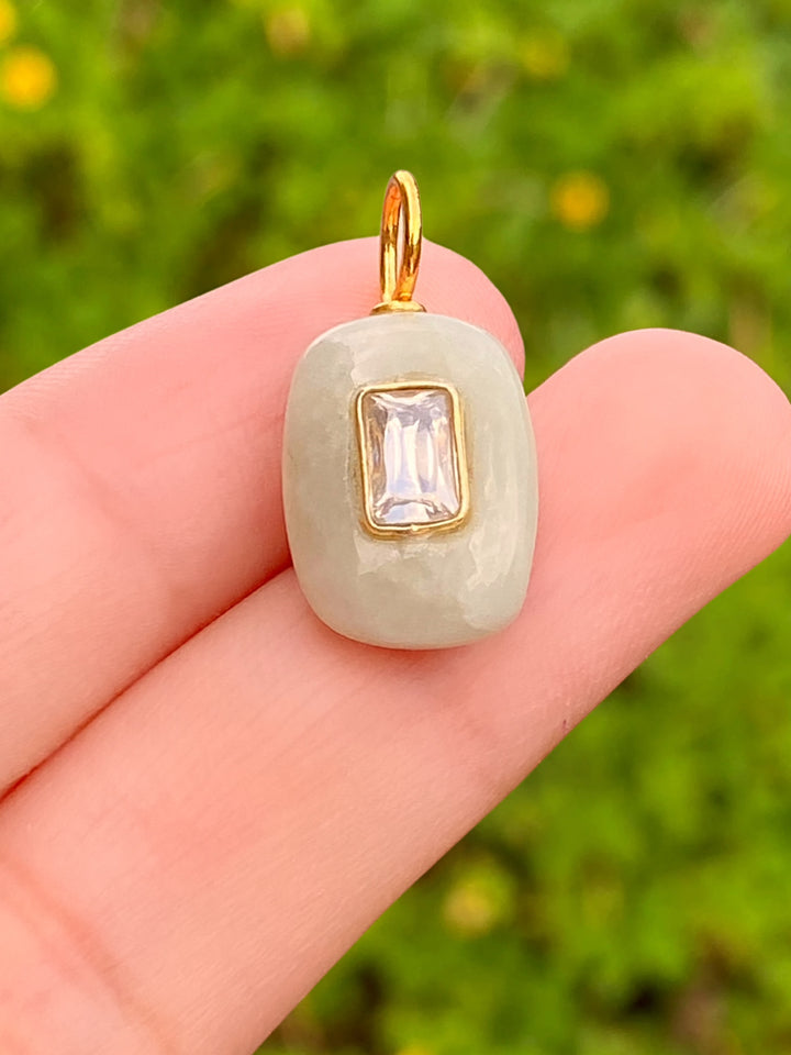 Dije Rectangular Piedra Aguamarina