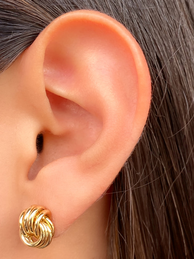 Par Arete Circulos Enlazados Oro 14k