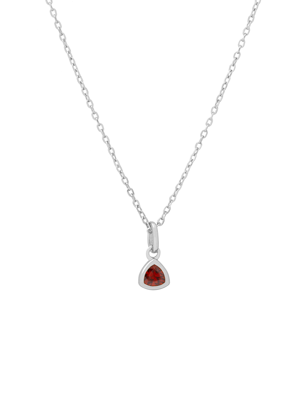 Collar Plateado Dije Birthstone Triangulo