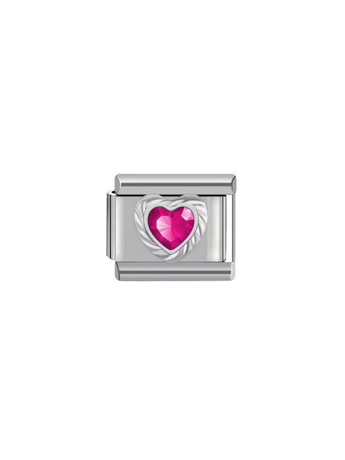 Charm Corazon Con Zirconia Rosa