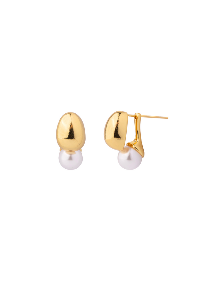 Par Arete Ovalado Con Perla 2 en 1