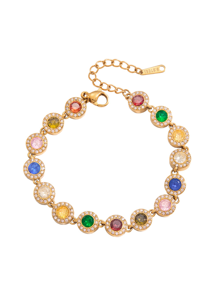 Pulsera Zirconias Redondas Rainbow