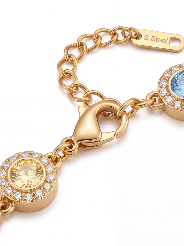 Pulsera Zirconias Rainbow Con Lineas