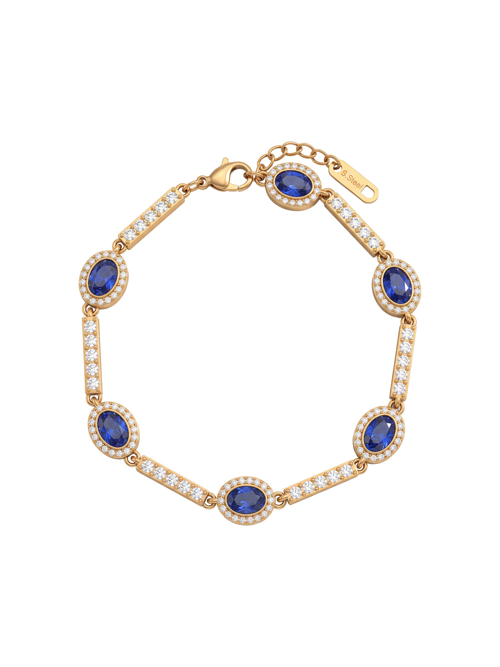 Pulsera Ovalos Azules Con Zirconias