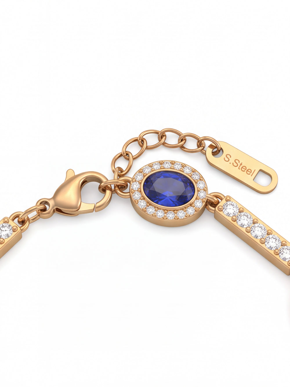 Pulsera Ovalos Azules Con Zirconias