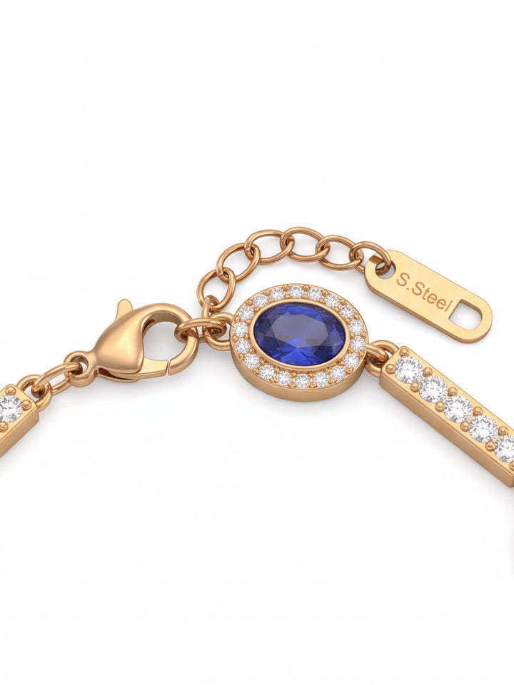 Pulsera Ovalos Azules Con Zirconias