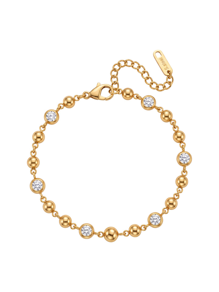 Pulsera Bolitas Y Zirconias Bisel