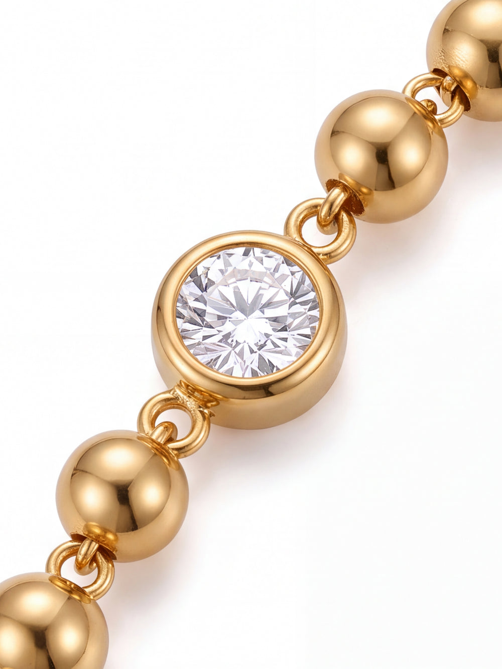 Pulsera Bolitas Y Zirconias Bisel